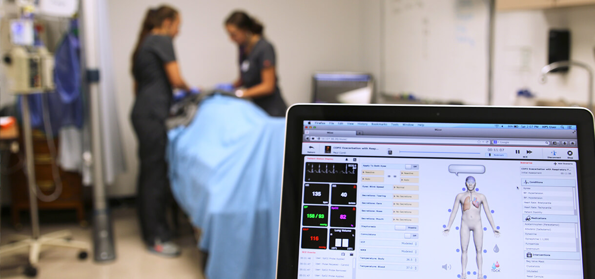 Healthcare Administration/Management students in the simulation lab