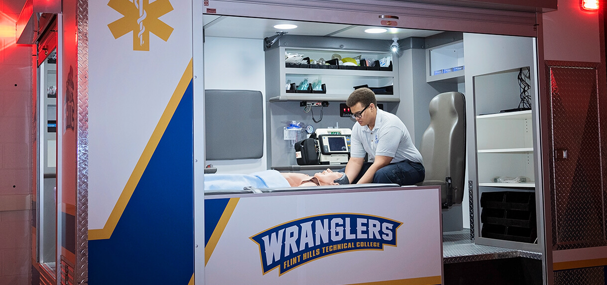 EMS Students in ambulance simulator